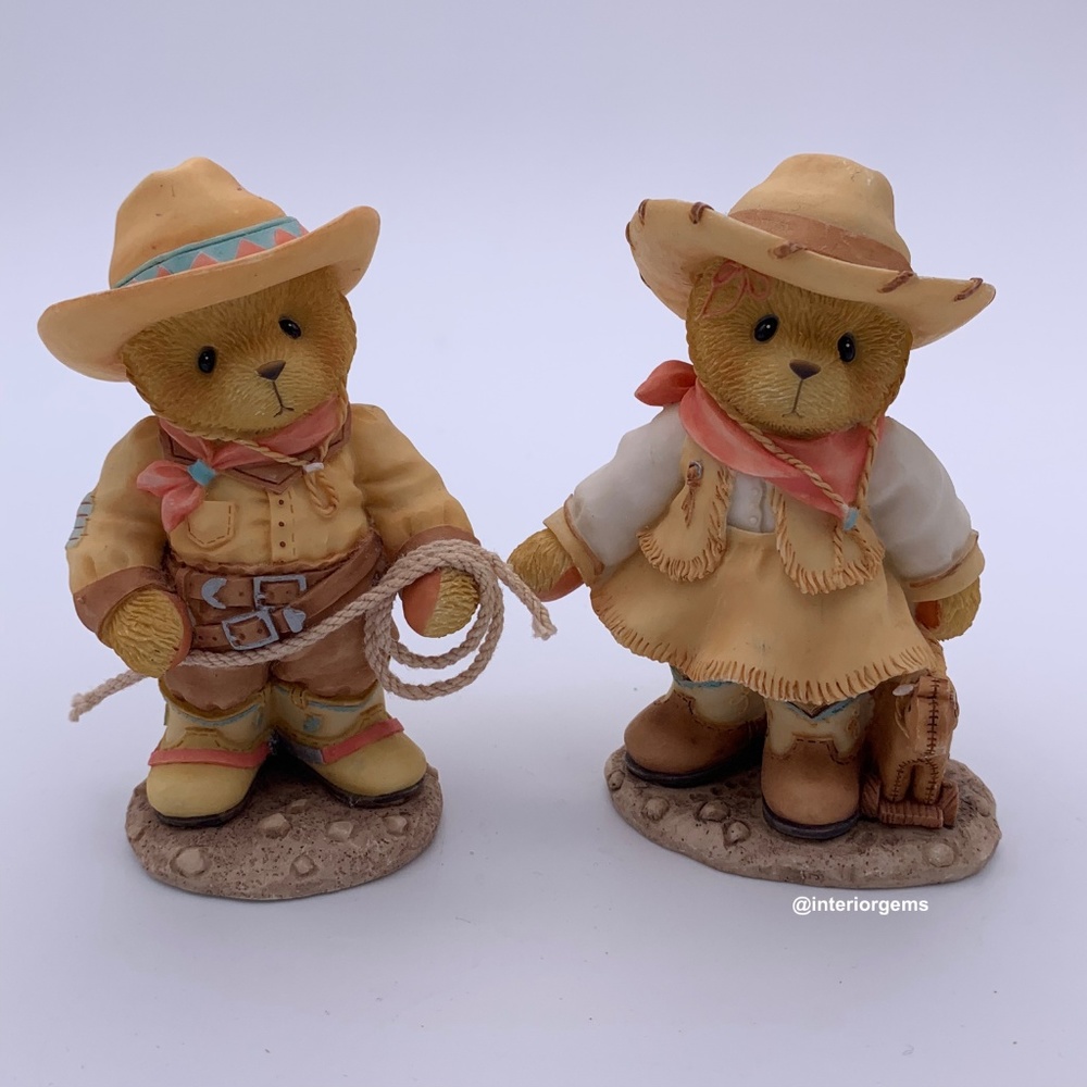 Cowboy Couple Cherished Teddies Bear Figurines